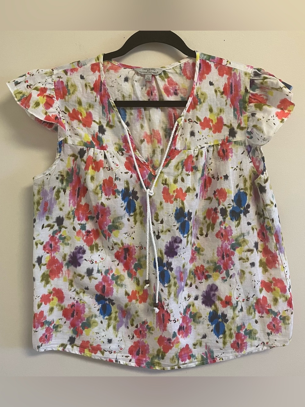 Floral Print Tie-Front Blouse - White/Multi